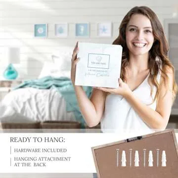 TideAndTales Ocean Beach Themed Room Decor (Framed Set of 4) Coastal 3D Wall Art with Starfish, Seahorse, Sand Dollar and Coral - Turquoise Coastal Room Decor - Seashell Beach Decorations for Home