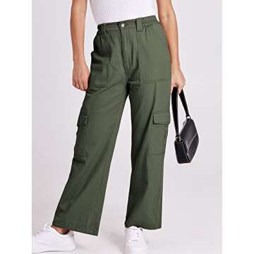 ANRABESS Women's Cargo Pants High Waisted Baggy Multiple Pockets Casual Trendy Fashion Relaxed Fit Y...