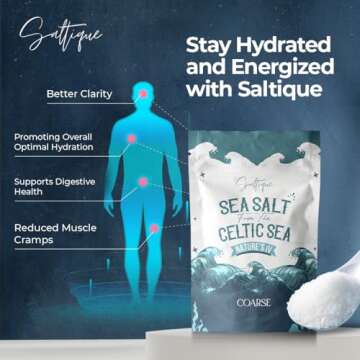 French Grey Coarse from The Celtic Sea 1/2lb- 100% Unrefined Sea Salt Packed with 82 Minerals Helping You Stay Hydrated, Improve Electrolyte Balance, and Optimal Muscle Function - Doctor Recommended