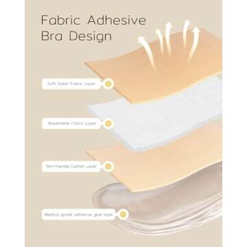 Niidor Strapless Adhesive Bra for Backless Dresses, C Cup