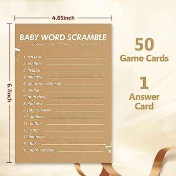 GAMSUNSTAR Baby Shower Games - 50 Fun Word Scramble Cards