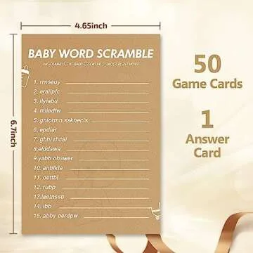 GAMSUNSTAR Baby Shower Games - 50 Fun Word Scramble Cards