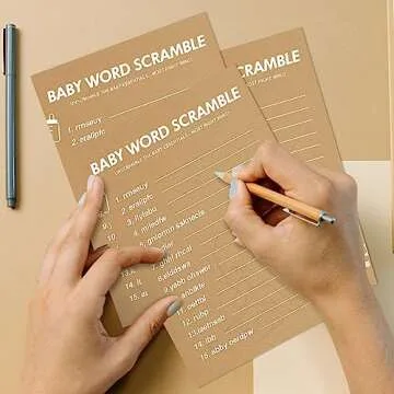 GAMSUNSTAR Baby Shower Games - 50 Fun Word Scramble Cards