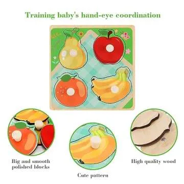 Wooden Peg Puzzles for Toddlers 1-3 - Engaging Educational Toy