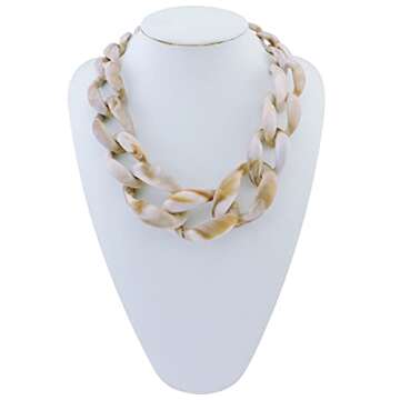 Bocar Statement Chunky Fashion Acrylic Beads Choker Chain Necklace for Women Gifts (NK-10510-Antique White)
