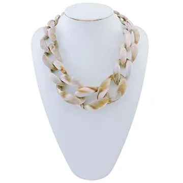 Bocar Statement Chunky Fashion Acrylic Beads Choker Chain Necklace for Women Gifts (NK-10510-Antique White)