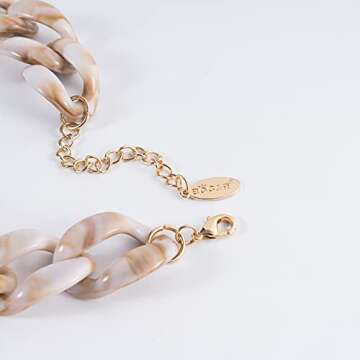 Bocar Statement Chunky Fashion Acrylic Beads Choker Chain Necklace for Women Gifts (NK-10510-Antique White)