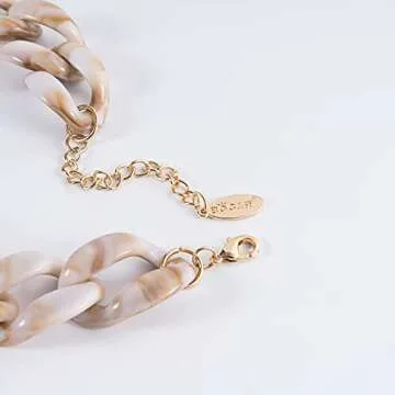 Bocar Statement Chunky Fashion Acrylic Beads Choker Chain Necklace for Women Gifts (NK-10510-Antique White)