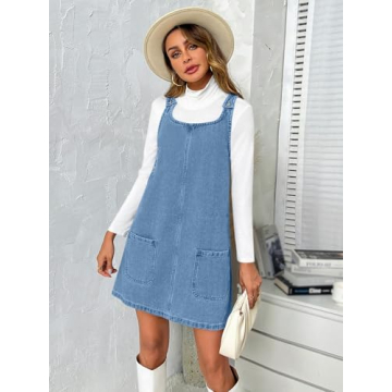 BZB Women's Sleeveless Casual Denim Dress with Pockets
