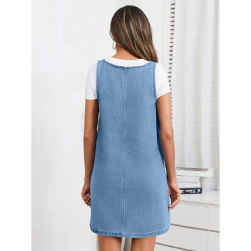 BZB Women's Sleeveless Casual Denim Dress with Pockets