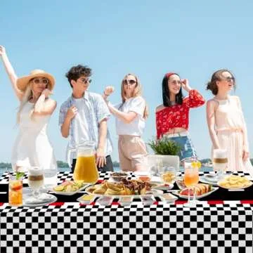 WNINK 2 PCS Racing Car Theme Tablecloths Car Disposable Plastic Tablecloths Black Checkered Flag Table Covers Racetrack Rectangular Tablecloth for Race Car Birthday Party Decorations, 54 x 108 Inch