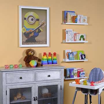 Wallniture Denver Wall Mounted Floating Shelves for Nursery Decor - Kid’s Room Bookshelf Display -...
