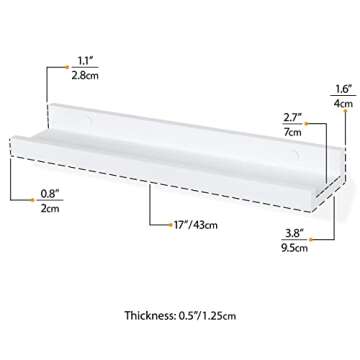Wallniture Denver Wall Mounted Floating Shelves for Nursery Decor - Kid’s Room Bookshelf Display - Picture Ledge 17 Inch Set of 4 (White)