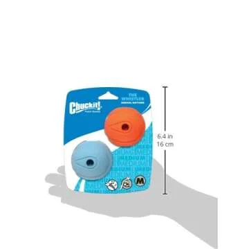 Chuckit! Whistler Ball Dog Toy, Pack of 2, Multicolor, Medium (2.5 Inch Diameter) for Dogs 20-60 lbs