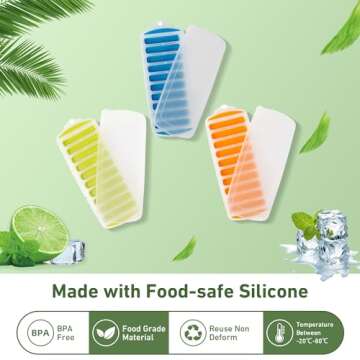 Water Bottle Ice Cube Tray - 3-Piece Quick-Freeze Ice Trays with 10 Ice Cube Slots – Silicone Ice ...