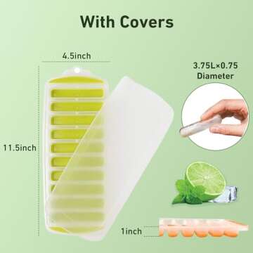 Water Bottle Ice Cube Tray - 3-Piece Quick-Freeze Ice Trays with 10 Ice Cube Slots – Silicone Ice Cube Tray Set Makes 30 Ice Cubes – Ice Cube Tray Silicone Set by Lily’s Home. With Lids