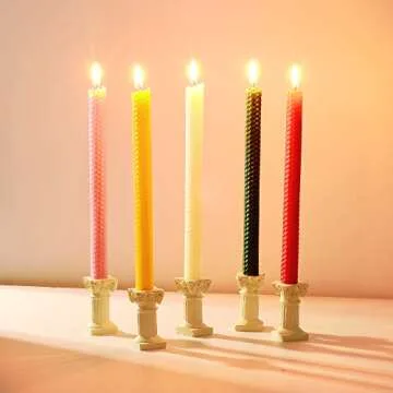 100% Pure Beeswax Handmade Taper Candles (Avocado Green) - 8 Inch Smokeless Dripless Pair - Natural Subtle Honey Smell - Elegant Honeycomb Design - by Galanta & Co.