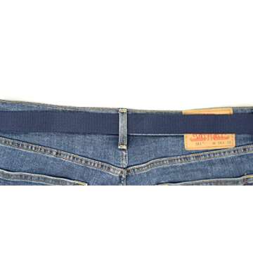 Military Style Adjustable Canvas Web Belt - 56" Long in Navy Color