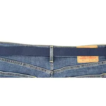 Military Style Adjustable Canvas Web Belt - 56" Long in Navy Color