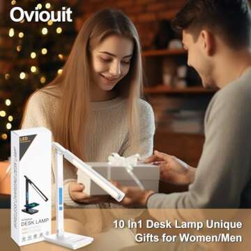 10 in 1 Smart Desk Lamp Led, Desk Light for Colleage Drom Room Office, Eye-Caring Table Lamp with Ni...