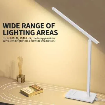 10 in 1 Smart Desk Lamp Led, Desk Light for Colleage Drom Room Office, Eye-Caring Table Lamp with Night Light, Lamp for Desk with 10W Wireless Charger, Dimmable Touch Lamp, Birthday Gifts for Women