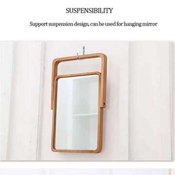 Restbuy Standing Mirror Cosmetic Mirror Table Mirror with Wood Frame and Stand Mirror for hanging Brown