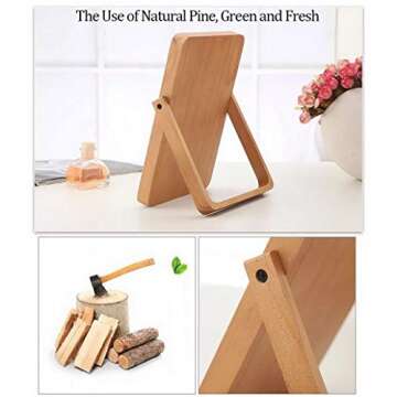 Restbuy Standing Mirror Cosmetic Mirror Table Mirror with Wood Frame and Stand Mirror for hanging Brown