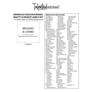 174-Piece Gold Print Bathroom Label Set for Organization