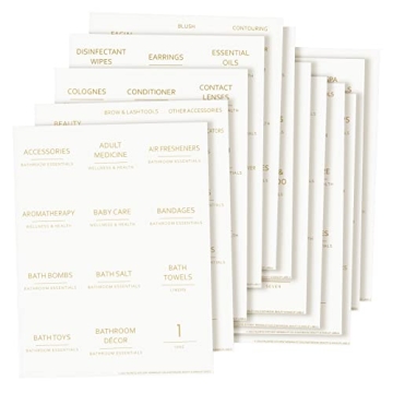 174-Piece Gold Print Bathroom Label Set for Organization