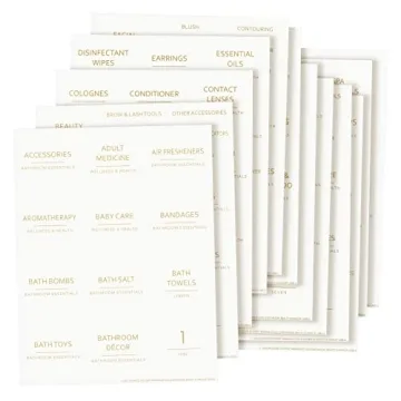 174-Piece Gold Print Bathroom Label Set for Organization