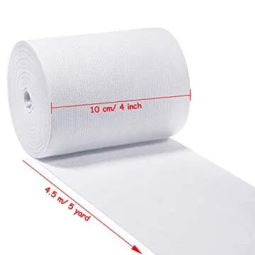 EBOOT White Knit Elastic Spool - Durable 4 Inch x 5 Yard
