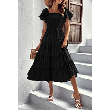 PrettyGarden Summer Midi Dress with Ruffles and Comfort