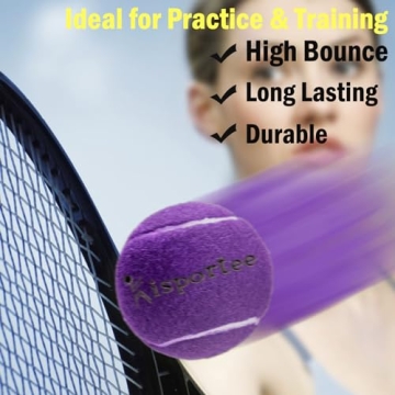 Kisportee Tennis Balls 18 Pack - Durable Training Balls in Purple