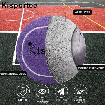 Kisportee Tennis Balls 18 Pack - Durable Training Balls in Purple
