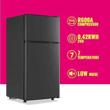 Compact DEMULLER Mini Fridge with Top Freezer for Dorms