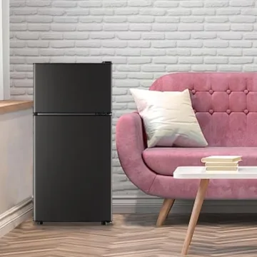 Compact DEMULLER Mini Fridge with Top Freezer for Dorms