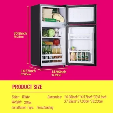 Compact DEMULLER Mini Fridge with Top Freezer for Dorms