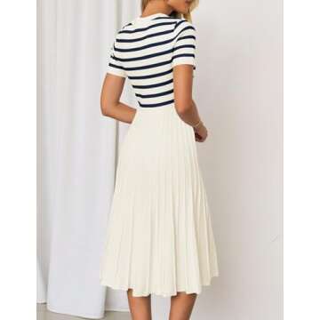 Chic ZESICA Women's Casual Striped Midi Dress Online