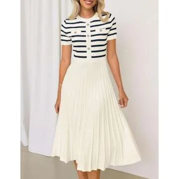 Chic ZESICA Women's Casual Striped Midi Dress Online