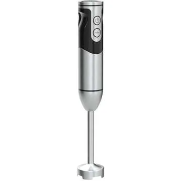 MegaWise Stainless Steel Titanium Reinforced 3-in-1 Immersion Hand Blender, Powerful with 80% Sharper Blades, 12-Speed Corded Blender, Including Whisk and Milk Frother (3-in 1 Black)