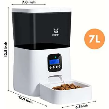 WOPET Automatic Cat Feeder,7L Pet Food Dispenser for Cats and Dogs,Programmable Portion Control 1-4 Meals per Day & 10s Voice Recorder for Small Medium and Large Pets (7L)