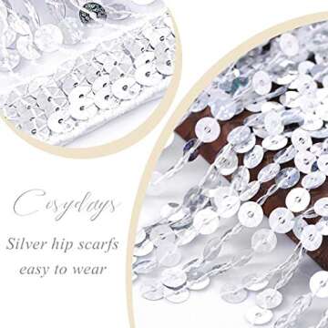COSYDAYS Sparkly Sequin Skirt Silver Fringe Skirts Tassel Belly Dance Skirt for Women