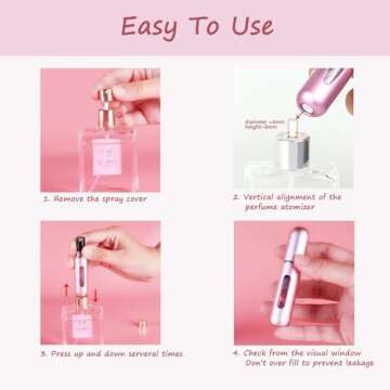 4 PCS Portable Mini Refillable Perfume Atomizer Bottle, Travel Size Spray Bottles Scent Pump Case With Cosmetic Bag, Pocket Perfume Sprayer For Traveling & Outgoing(Pack Of 5ml, Random Color)