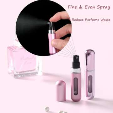 4 PCS Portable Mini Refillable Perfume Atomizer Bottle, Travel Size Spray Bottles Scent Pump Case With Cosmetic Bag, Pocket Perfume Sprayer For Traveling & Outgoing(Pack Of 5ml, Random Color)