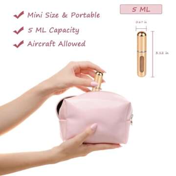 4 PCS Portable Mini Refillable Perfume Atomizer Bottle, Travel Size Spray Bottles Scent Pump Case With Cosmetic Bag, Pocket Perfume Sprayer For Traveling & Outgoing(Pack Of 5ml, Random Color)