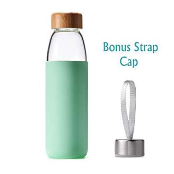 veegoal 18 Oz Borosilicate Glass Water Bottles with Bamboo Lid, BPA-FREE, Non-Slip Silicone Sleeve, ...