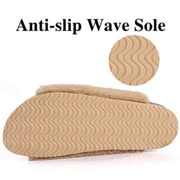 KIDMI Fuzzy House Slippers with Arch Support for Women