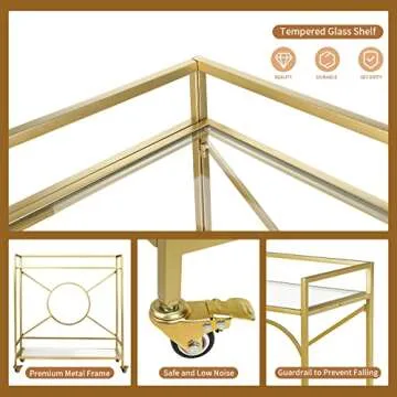 Stylish Gold Bar Cart with Easy Assembly - Palama