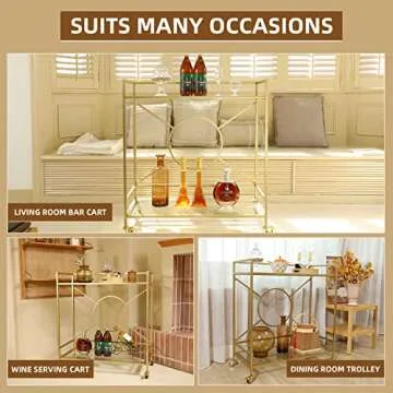 Stylish Gold Bar Cart with Easy Assembly - Palama