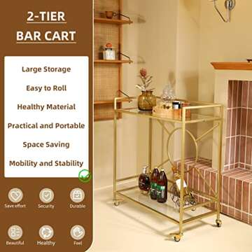 Stylish Gold Bar Cart with Easy Assembly - Palama